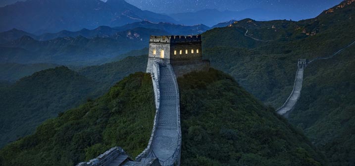 the great wall china night view